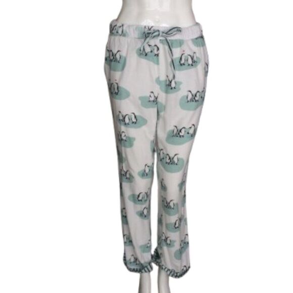 MUNKI MUNKI Pajama Set, S, Penguins, 2pc Top/Pants, Flannel, Matching, White - Picture 5 of 11